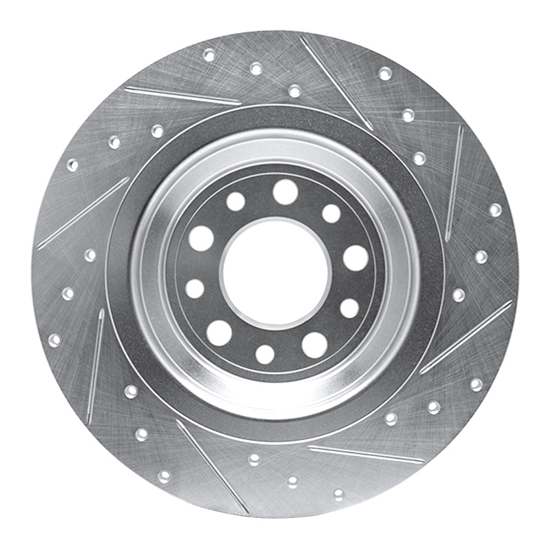 Jeep Cherokee Brake Rotor (1) - Rear Left - R1 Concepts - Drilled & Slotted - Silver - `14-`23